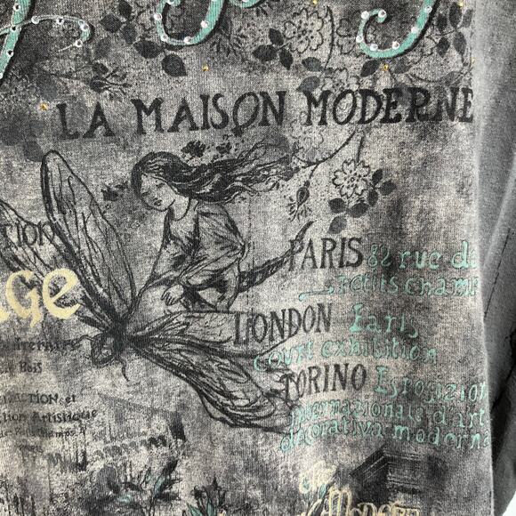 CACTUS Vintage 90s Y2K Top Whymsigoth Fairy Paris La Maison Art XL Made in USA - Picture 7 of 9